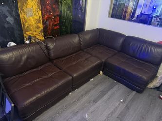 Brown Leather Sectional