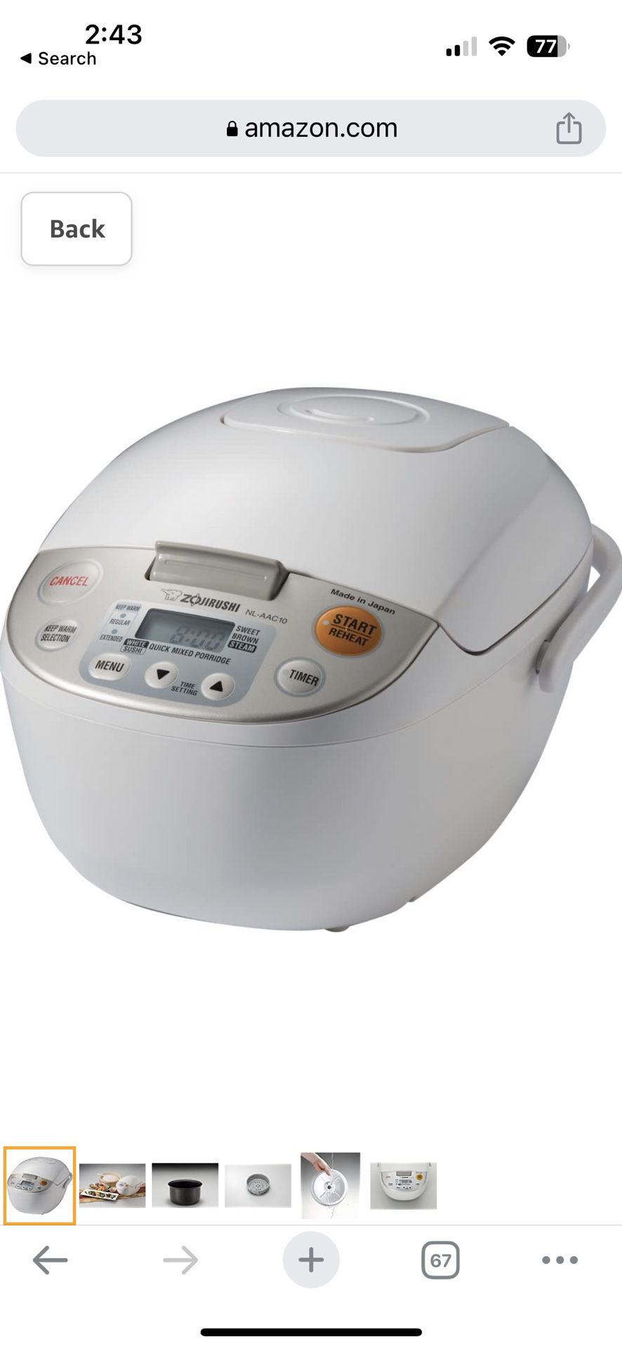 BRAND NEW Zojirushi NL-AAC10 Micom Rice Cooker (Uncooked) and Warmer, 5.5  Cups/1.0-Liter, 1.0 L for Sale in Covina, CA OfferUp