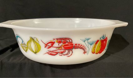Vintage Pyrex JAJ Lobster 2.5 Oval Casserole Bowl