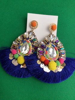 Blue Tassel Brand New Earrings 
