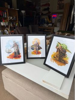 Framed star wars prints (3)