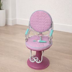 Kids Pink Salon Chair – Doll Hair Styling Chair with Accessories