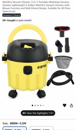 SIPON Wet/Dry Vacuum Cleaner, 3-Gallon (New)
