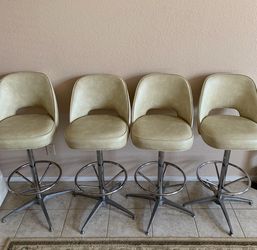 Bar Height Stools Barstools Set of 4 Mid Century Modern Swivel Chairs Vintage