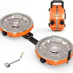 Cofiyard 20,000 BTUs 2 Burner Propane Camping Stove, Portable Folding Camp Stove with Adjustable Burners, Regulator and Carrying Bag, Dual Gas Stoves 