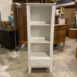 Sturdy White Adjustable Shelf Display w/ Drawer