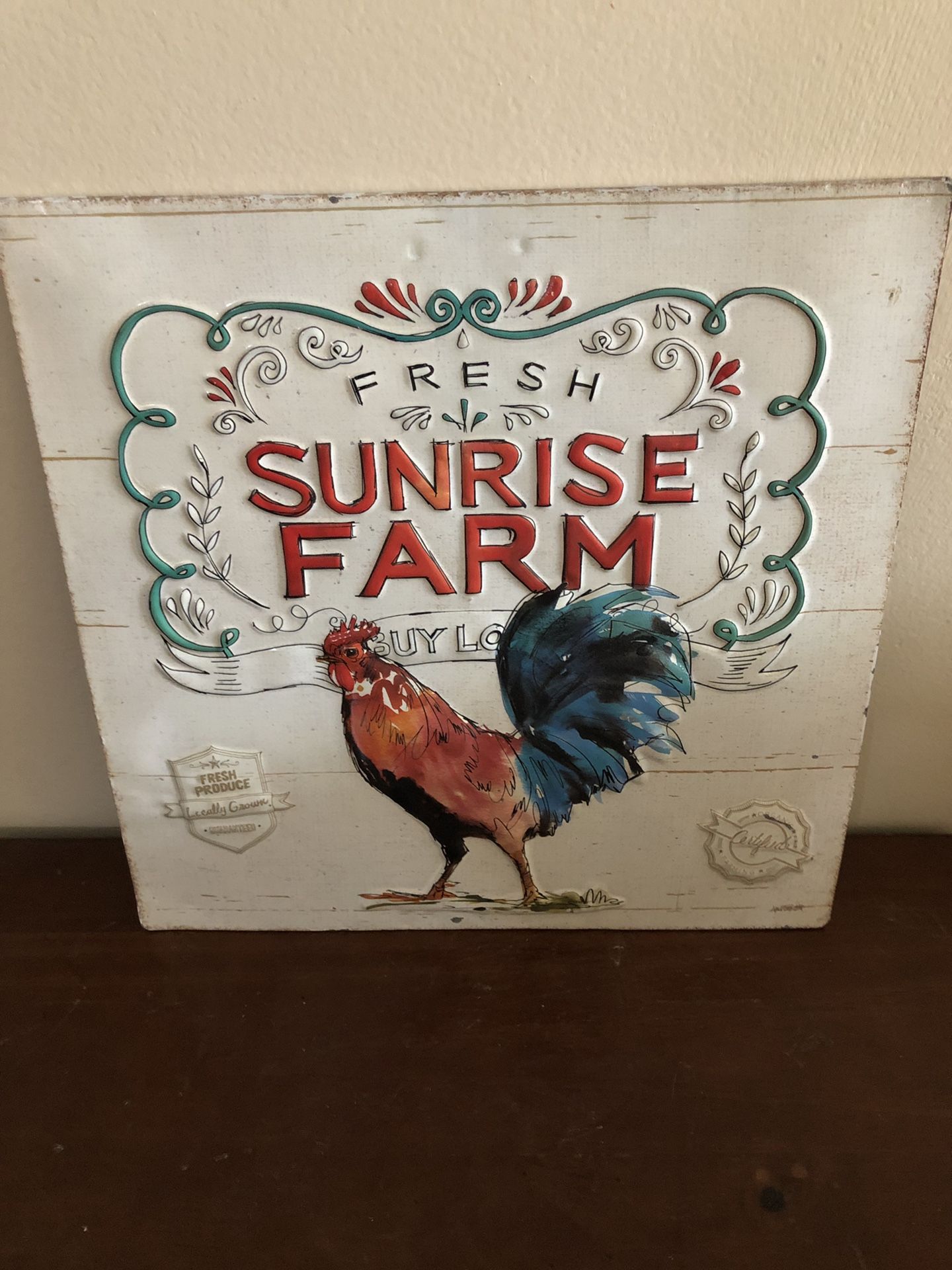 Anne Tavoletti Metal Sunrise Farm Wall Art Decor- Rooster