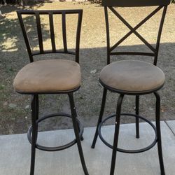 2 Beige Bar Stools 