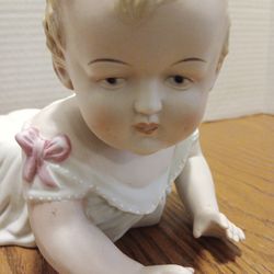 Rare antique German.corda Bohemian Porcelain bisk. Crawling piano baby.listed $145my Price Is  $75 Firm