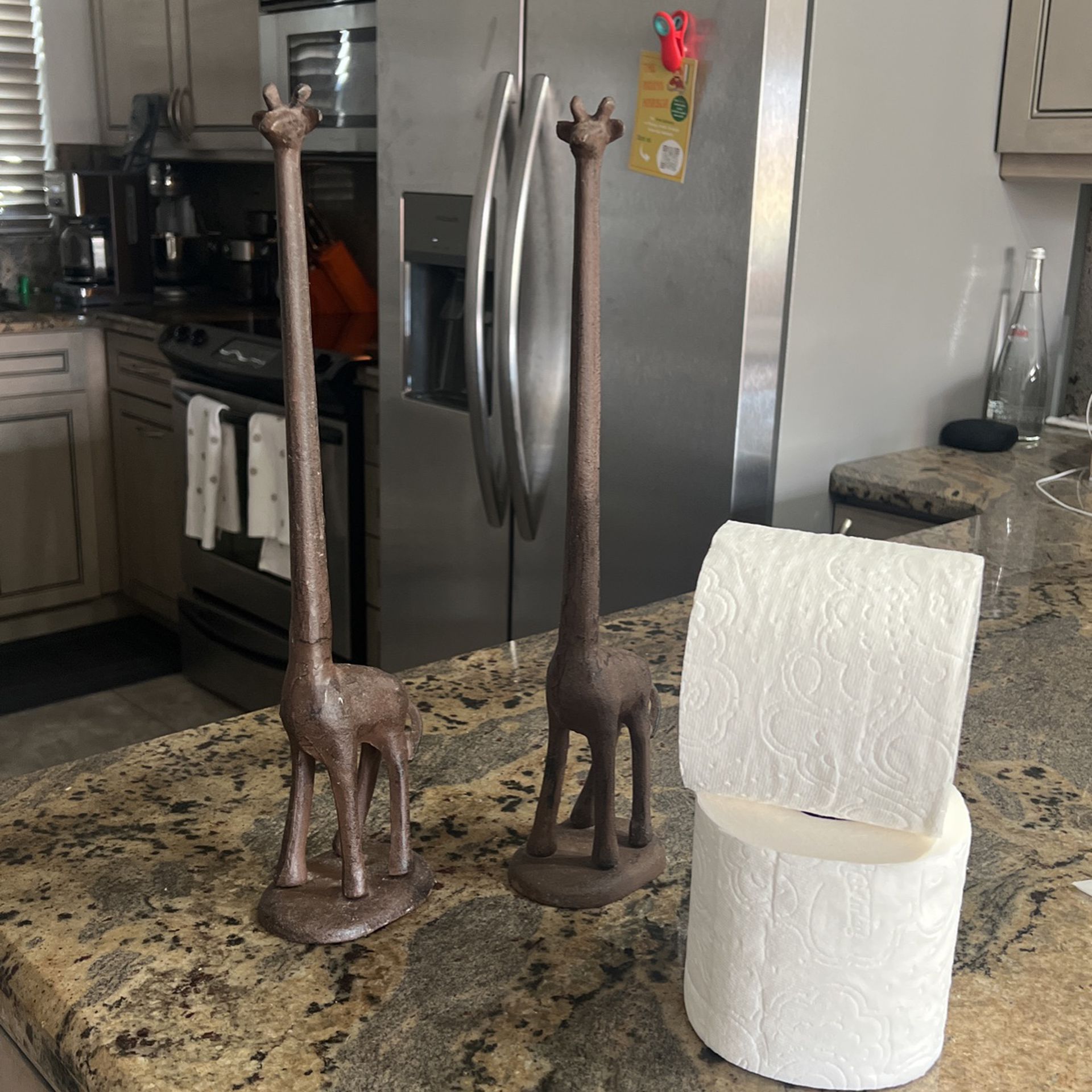 2 Cast Iron Giraffe Paper Holders