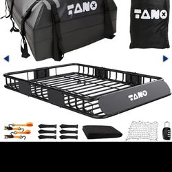 Tanx Roof Rack Cargo Carrier Basket With Waterproof Bag, 51x36x5 Inch