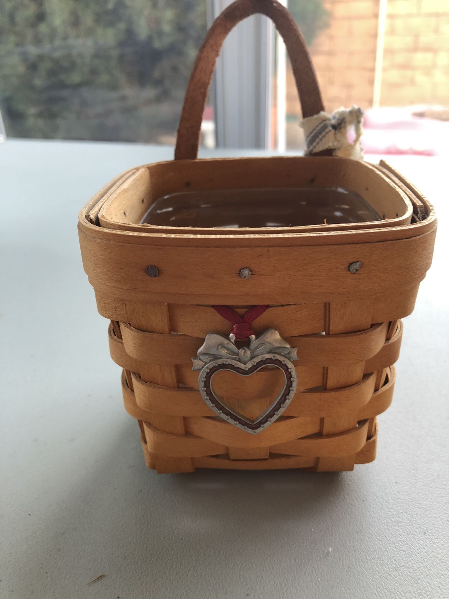 Longaberger Small Wall Basket With Heart Charm