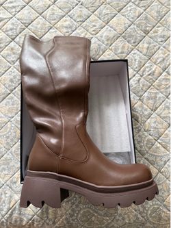 Brown knee high boots