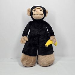 Bestever Funny Feet Black Monkey Holding A Banana 12" Chimpanzee Stuffed Animal