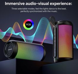 🆕 In 📦 Bluetooth Speaker Wireless TWS Pairing,26W HD Loud Stereo,Portable6.0with16H Playtime,RGB LED Light,IPX5Waterproof for Home,Outdoor,Party,Gif