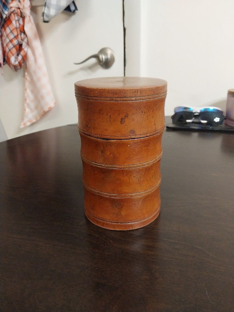 Antique Japanese Wooden Tea Or Spice Container