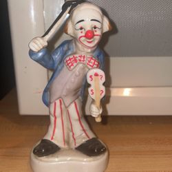 Homco Porcelain Clown Figurine Violin Musician Circus 1446 6 inches Vintage 80s