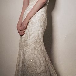 Gold Wedding Dress, Cocktail Dress, Veil, Shoes And Clutch All For $500