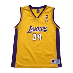 Vintage Champion Shaquille O'Neal Jersey Large L Youth 14-16 LA Lakers Shaq 90s