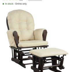 Baby Nursery Relax Rocker Rocking Chair Glider & Ottoman Set w/Cushion Beige