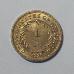 GREAT FOR ART NOVELTY-GEMINATE & SUOVENIRS COLLECTABLES**$1DOLLAR** 22K. GOLD PLATED**US1886 **2.0GR**