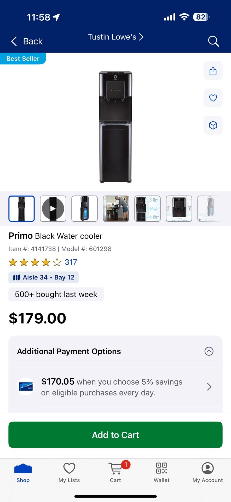 Primo Black Water cooler