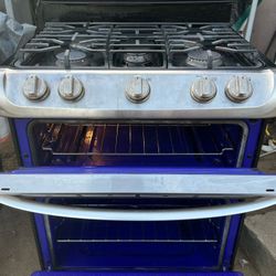 30” LG DOUBLE OVEN GAS RANGE STAINLESS “WORKS GREAT”