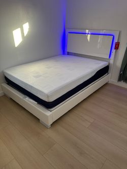 Bed frame with light up headboard