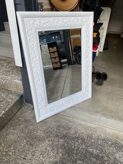 White Ornate Framed Wall Mirror