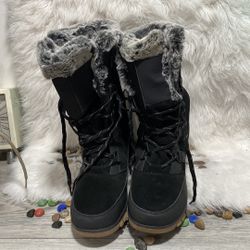 All In Motion Faux Suede Faux Fur Lined Lace-Up Boots - Size 10
