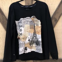 Karl Lagerfeld Womens Large Paris Flower Eiffel Tower Sweatshirt Size XL