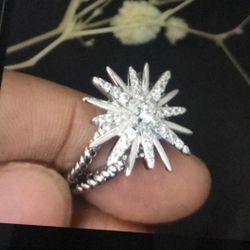 David Yurman Sterling Silver Starburst Ring Size 8