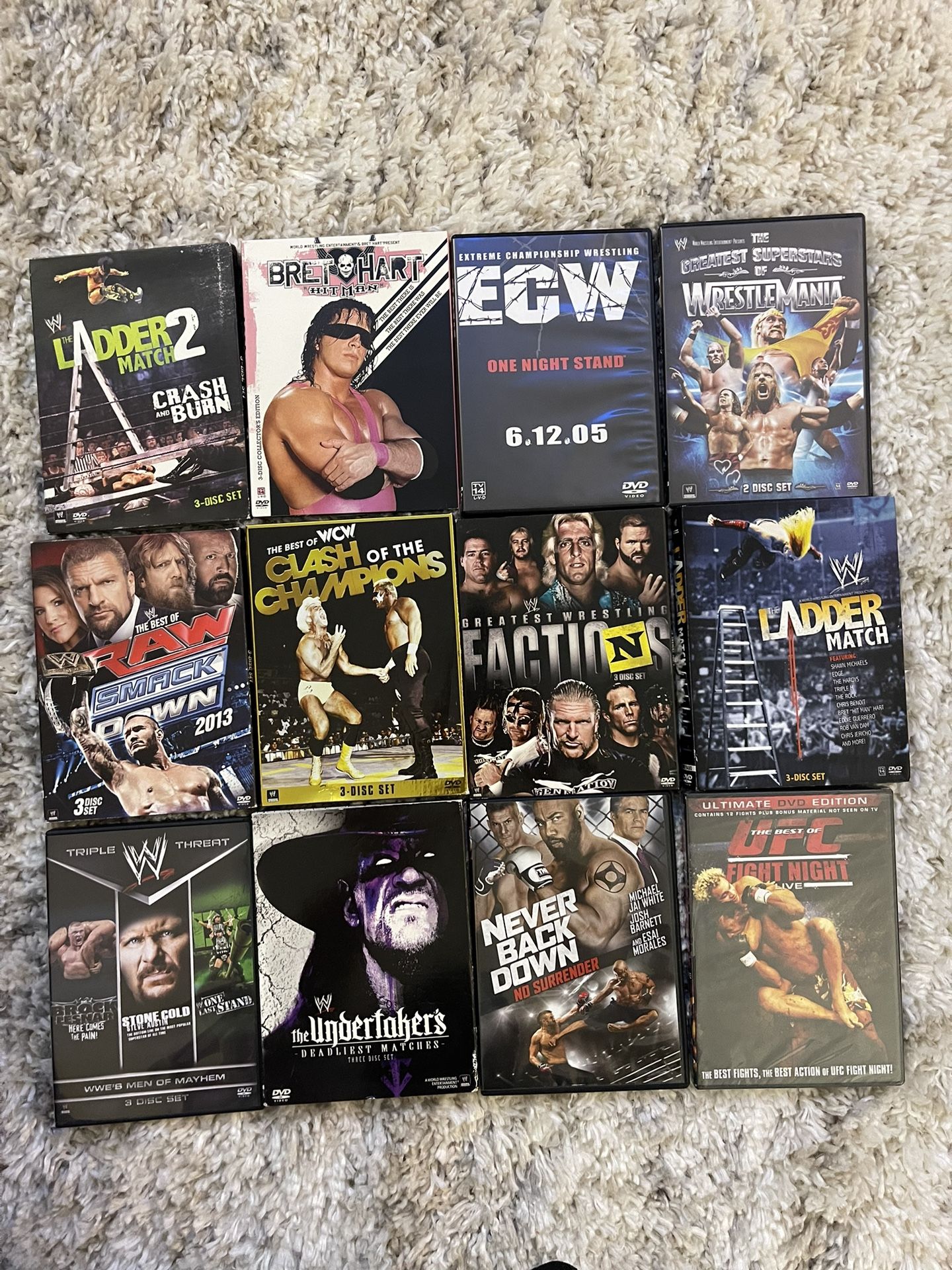 12 Wrestling UFC WCW WWE WWF DVDs Bundle