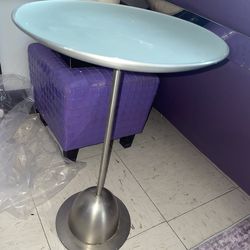 Pair of Small Frosted Glass Tables