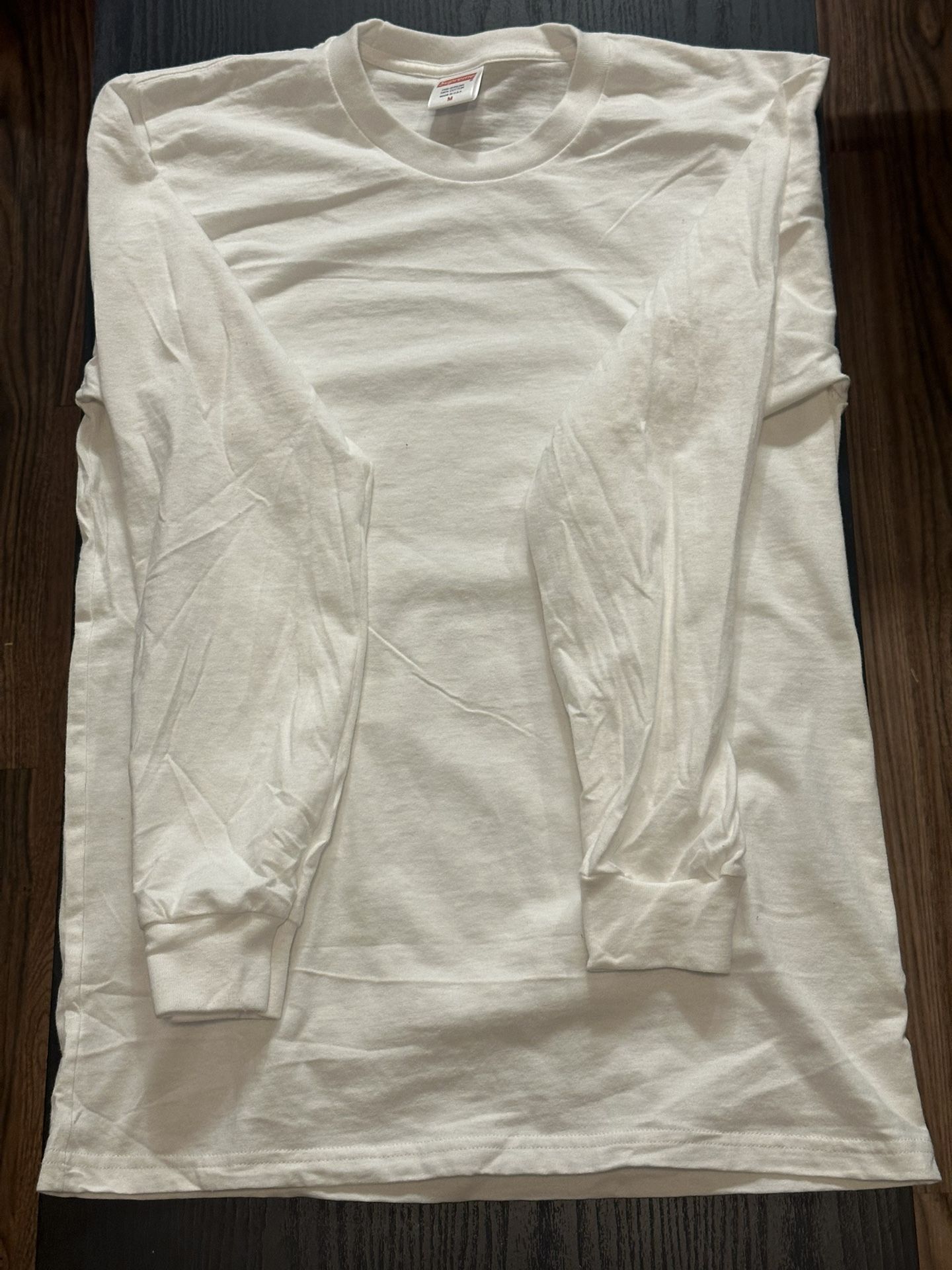 Supreme White Long Sleeve Crewneck Shirt Plain Size Médium New