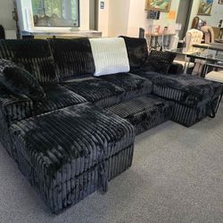 Pull Out Sleeper Bed + Sectional Available In Black And Gray 
