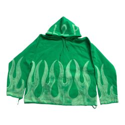 Green Hell2pay Cropped Hoodie Size Large 