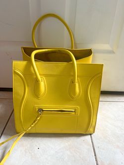 CELINE HAND BAG - USED CANARY YELLOW DESIGNER HAND BAG ( CELINE )