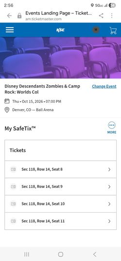 4 Tickets – Disney Descendants Zombies & Camp Rock