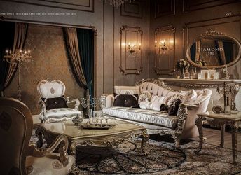 Handmade Baroque Living Room Set — Diamond 7580 Solid Wood