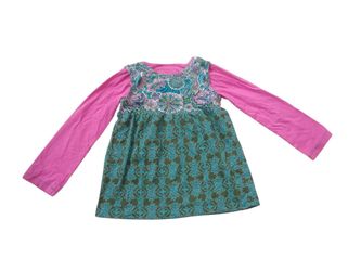 Flit & Flitter Girls size 6 Long Sleeve - Pink & Teal Paisley Floral boho cottage core colorful Tunic Top