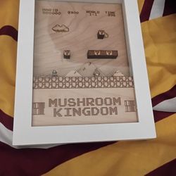 Super Mario Bros World 1-1 Mushroom Kingdom Wood Map 3D Multilayer Fan Art In Frame