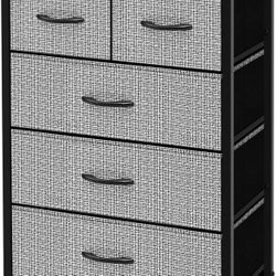 ZL1 Life Concept Fabric 5 Drawers Organizer Unit Easy Assembly Vertical Dresser Storage Tower for Closet, Bedroom, Entryway, Black and White