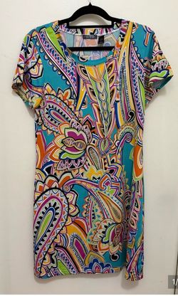 Vibrant Teal Paisley Shift Dress