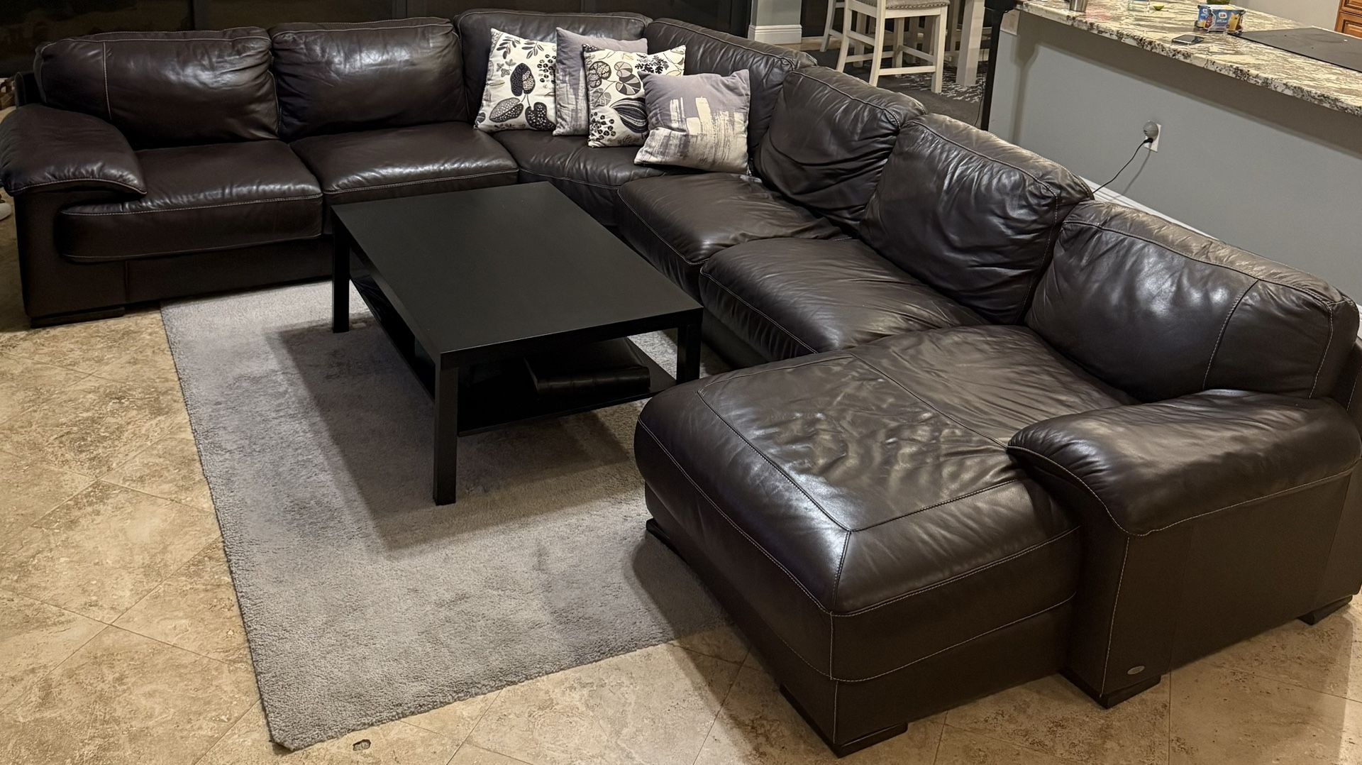 Leather Couch Sectional (Chocolate Color)