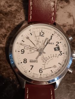 White Timex Leather Strap Watch