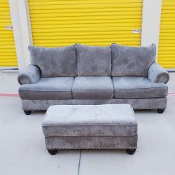 Gray 3-Seat Sofa + Ottoman | 🚛 DELIVERY