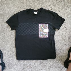 Vans Made With Liberty Fabric Womans Sz Small S Sm Tshirt Black With Flower