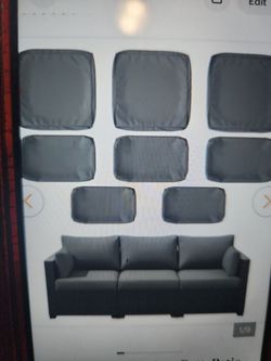 Rattan outdoor sofa cushion covers Grey