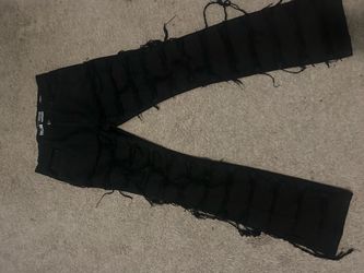 Black stacked jeans